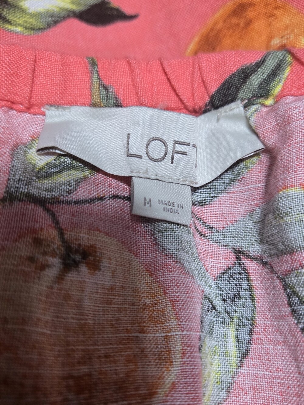 LOFT Size M Orange Citrus Print Spaghetti Strap Sundress - Picture 2 of 11